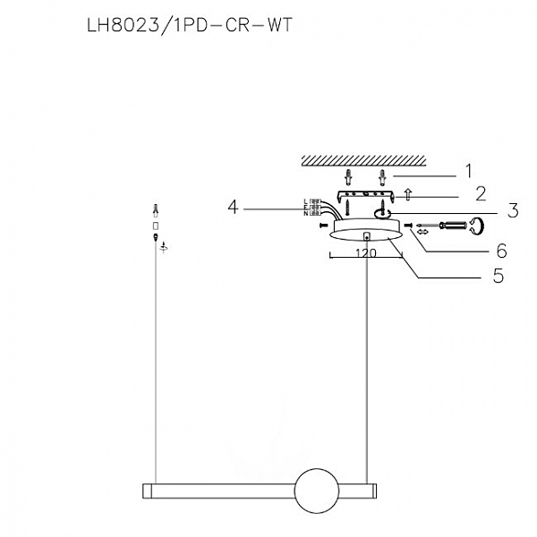 Светильник подвесной Greniya LH8023/1PD-CR-WT