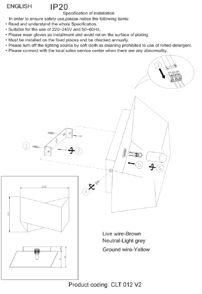 Настенный светильник Clt 012 CLT 012 BL-GO V-2