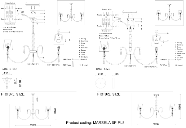 Подвесная люстра Marsela MARSELA SP-PL8 NICKEL
