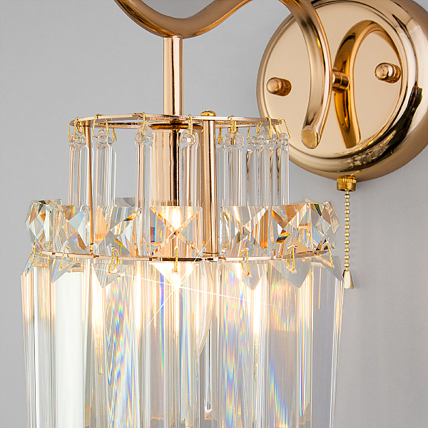 Настенное бра Sevilia 10119/1 золото/прозрачный хрусталь Strotskis