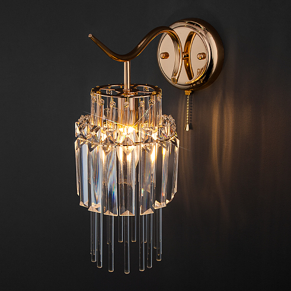 Настенное бра Sevilia 10119/1 золото/прозрачный хрусталь Strotskis