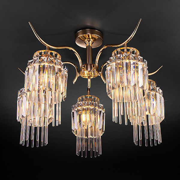 Потолочная люстра Sevilia 10119/5 золото/прозрачный хрусталь Strotskis