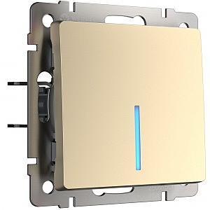 Выключатель W1112111/ Выключатель одноклавишный проходной с подсветкой (шампань)