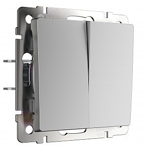 Выключатель W1122006/ Выключатель двухклавишный проходной (серебряный)