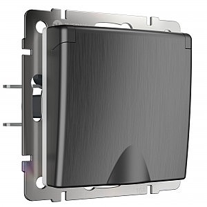 Розетка W1171204/ Розетка влагозащ. с зазем. с защит. крышкой и шторками (графит рифленый)