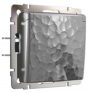 Розетка W1271206/ Розетка влагозащ. с зазем. с защит. крышкой и шторками (серебряный)