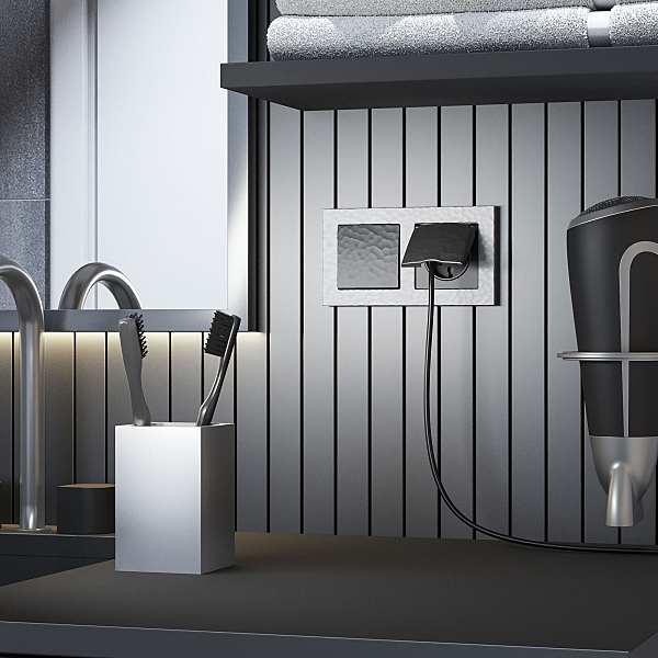 Розетка W1271208/ Розетка влагозащ. с зазем. с защит. крышкой и шторками (черный)