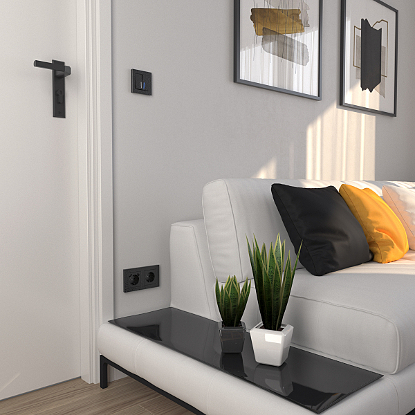 Накладка на механизм W1279508/ Накладка для розетки USB (черный)