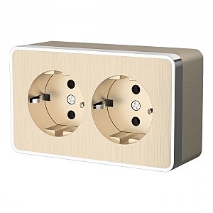 Розетка W5072110/ Розетка двойная с заземлением Gallant (шампань рифленый)