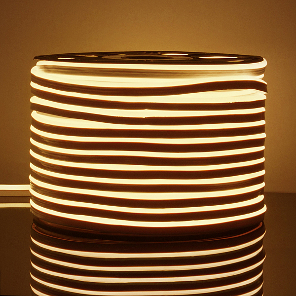 Светодиодный шнур LS 001 220V 9,6 IP67 Гибкий неон LS001 220V 9.6W 120Led 2835 IP67 3300K односторонний теплый белый, 50 м