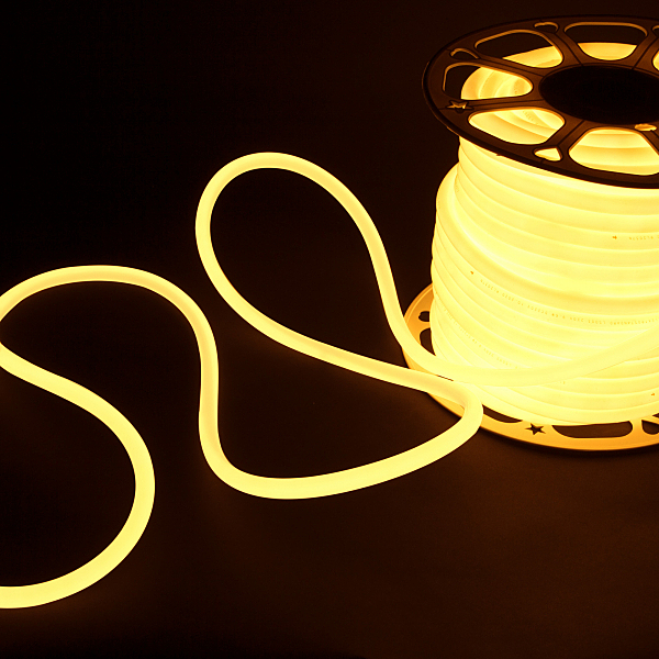 Светодиодный шнур LS 003 220V 9,6 IP67 Гибкий неон LS003 220V 9.6W 144Led 2835 IP67 16mm 3300K круглый теплый белый, 50 м