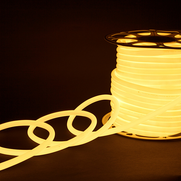 Светодиодный шнур LS 003 220V 9,6 IP67 Гибкий неон LS003 220V 9.6W 144Led 2835 IP67 16mm 3300K круглый теплый белый, 50 м