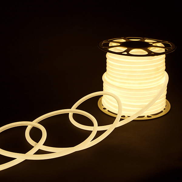 Светодиодный шнур LS 003 220V 9,6 IP67 Гибкий неон LS003 220V 9.6W 144Led 2835 IP67 16mm 4200K круглый дневной белый, 50 м
