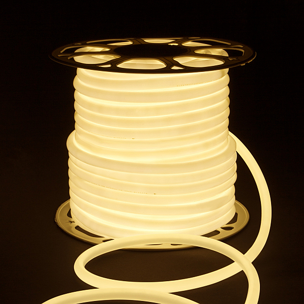 Светодиодный шнур LS 003 220V 9,6 IP67 Гибкий неон LS003 220V 9.6W 144Led 2835 IP67 16mm 4200K круглый дневной белый, 50 м