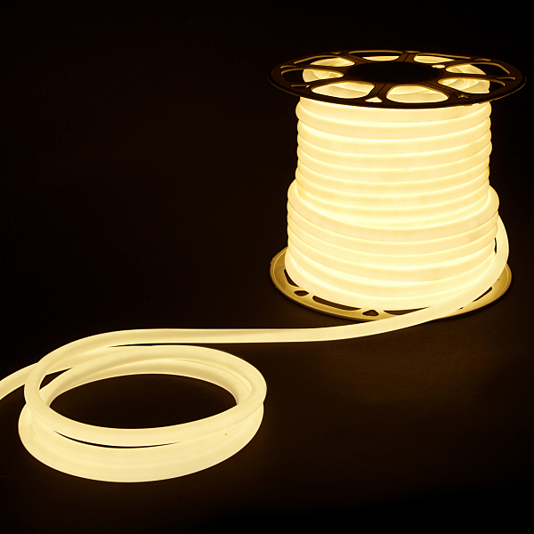 Светодиодный шнур LS 003 220V 9,6 IP67 Гибкий неон LS003 220V 9.6W 144Led 2835 IP67 16mm 4200K круглый дневной белый, 50 м