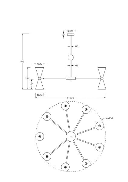 Люстра на штанге Vesper MOD108PL-18WG