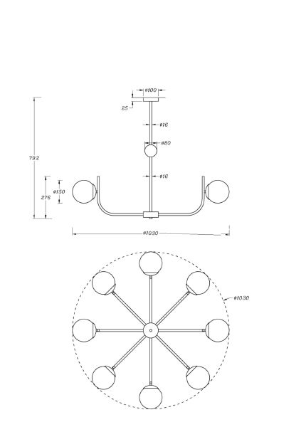 Люстра на штанге Rendez-Vous MOD109PL-08BS