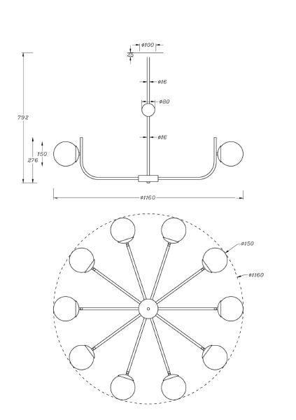 Люстра на штанге Rendez-Vous MOD109PL-10BS