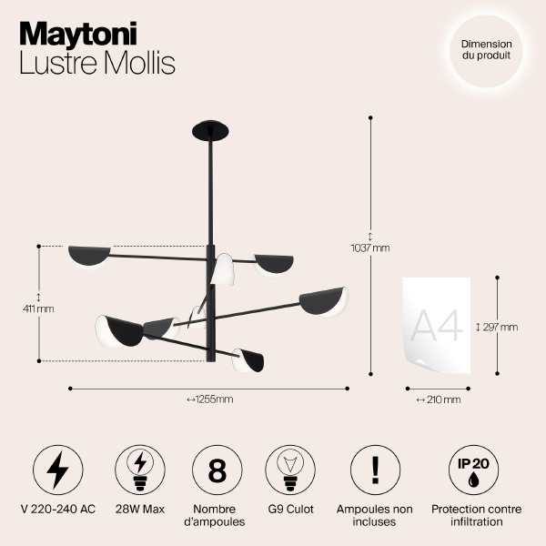 Люстра на штанге Mollis MOD126PL-08B