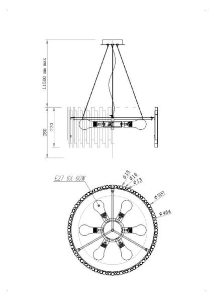 Подвесная люстра Coliseo MOD136PL-06BS