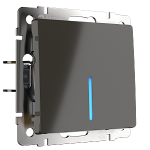 Выключатель W1110107/ Выключатель одноклавишный с подсветкой (серо-коричневый)