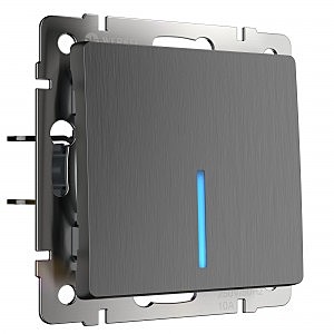 Выключатель W1112104/ Выключатель одноклавишный проходной с подсветкой (графит рифленый)