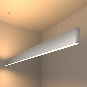 Светильник подвесной Grand Линейный светодиодный подвесной двусторонний светильник 128см 50W 3000K матовое серебро (101-200-40-