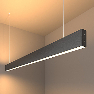 Светильник подвесной Grand Линейный светодиодный подвесной двусторонний светильник 128см 50W 3000K черная шагрень (101-200-40-1