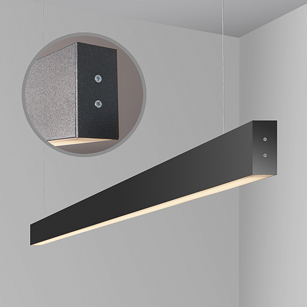 Светильник подвесной Grand Линейный светодиодный подвесной двусторонний светильник 128см 50W 6500K черная шагрень (101-200-40-1