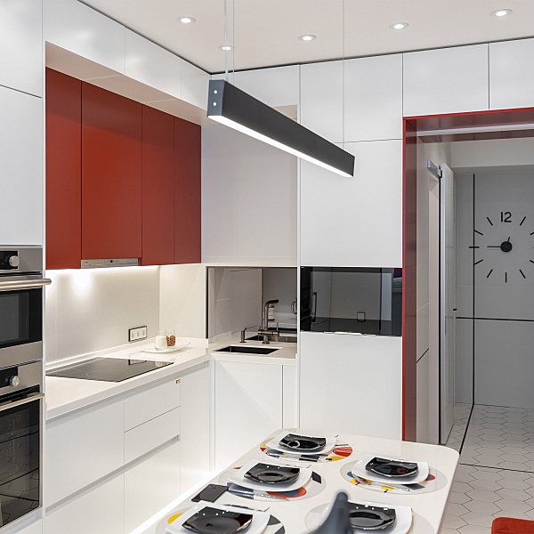 Светильник подвесной Grand Линейный светодиодный подвесной односторонний светильник 128см 25W 3000K черная шагрень (101-200-30-