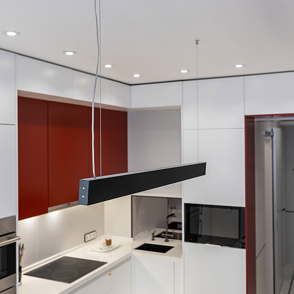 Светильник подвесной Grand Линейный светодиодный подвесной односторонний светильник 128см 25W 6500K черная шагрень (101-200-30-