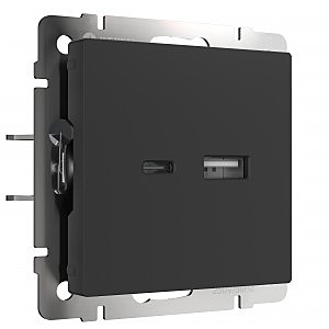 Розетка W1171808/ Розетка USB тип A+С (черный матовый)