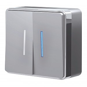 Выключатель W5020106/ Выключатель двухклавишный с подсветкой Gallant (серебряный)