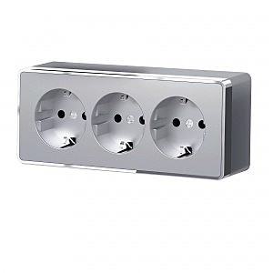 Розетка W5073106/ Розетка тройная с заземлением и шторками Gallant (серебряный)