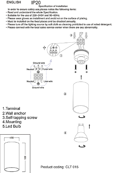Накладной светильник Clt 015 CLT 015C BS-BL