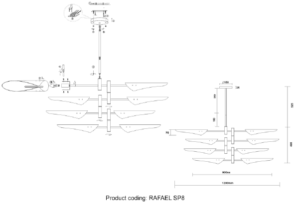 Люстра на штанге Rafael RAFAEL SP8 CHROME