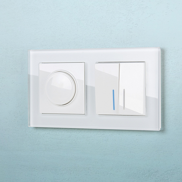 Выключатель Werkel W1120101/ Выключатель двухклавишный с подсветкой (белый)