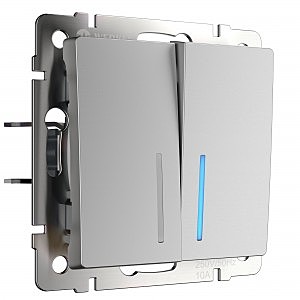 Выключатель Werkel W1120106/ Выключатель двухклавишный с подсветкой (серебряный)