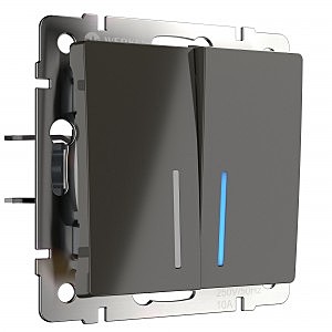 Выключатель Werkel W1120107/ Выключатель двухклавишный с подсветкой (серо-коричневый)