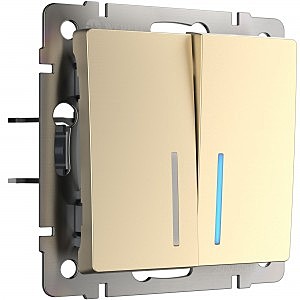 Выключатель Werkel W1120111/ Выключатель двухклавишный с подсветкой (шампань)