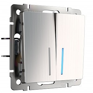 Выключатель Werkel W1122102/ Выключатель двухклавишный проходной с подсветкой (глянцевый никель)