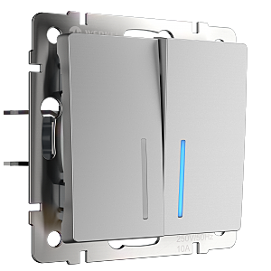 Выключатель Werkel W1122106/ Выключатель двухклавишный проходной с подсветкой (серебряный)