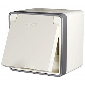 Розетка Werkel W5071203/ Розетка влагозащ. с зазем. с защит. крышкой и шторками Gallant (слоновая кость)