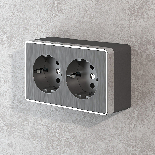 Розетка Werkel W5072104/ Розетка двойная с заземлением Gallant (графит рифленый)