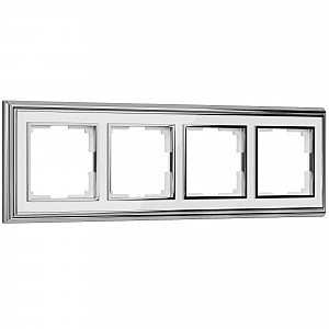 Рамка W0041331/ Рамка на 4 поста Palacio (хром/белый)