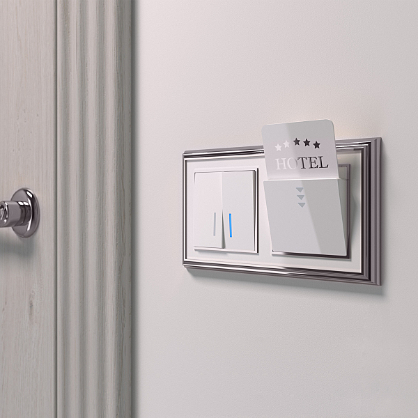 Выключатель W1122101/ Выключатель двухклавишный проходной с подсветкой (белый)