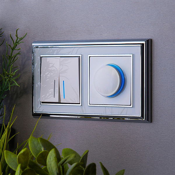 Выключатель W1122101/ Выключатель двухклавишный проходной с подсветкой (белый)