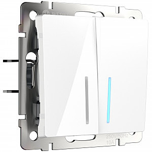 Выключатель W1122101/ Выключатель двухклавишный проходной с подсветкой (белый)