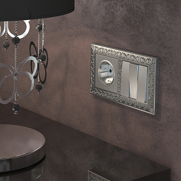 Накладка на механизм W1139009/ Набор клавиш для выключателя трехклавишного (cеребряный рифленый)