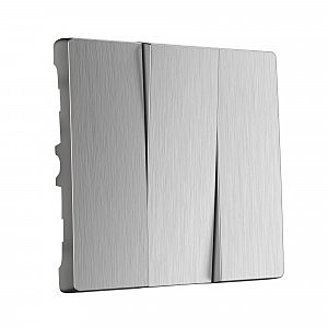 Накладка на механизм W1139009/ Набор клавиш для выключателя трехклавишного (cеребряный рифленый)